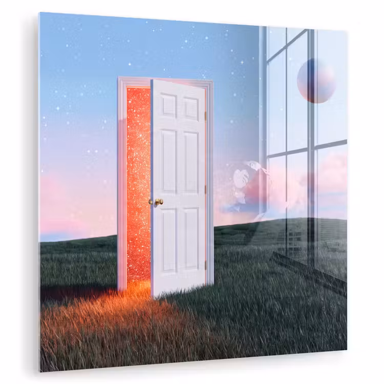 Glass Print - Door - Fantasy - Space - Deur - Fantasie - Ruimte plexiglas 5mm klein