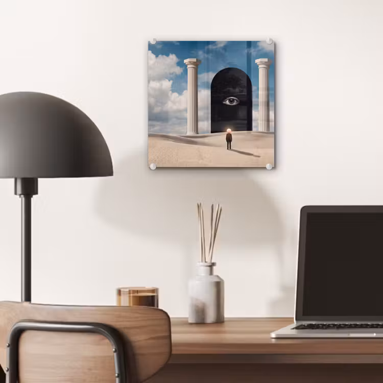 Glass Print - Dream - Desert - Eye - Droom - Woestijn - Oog plexiglas 5mm klein