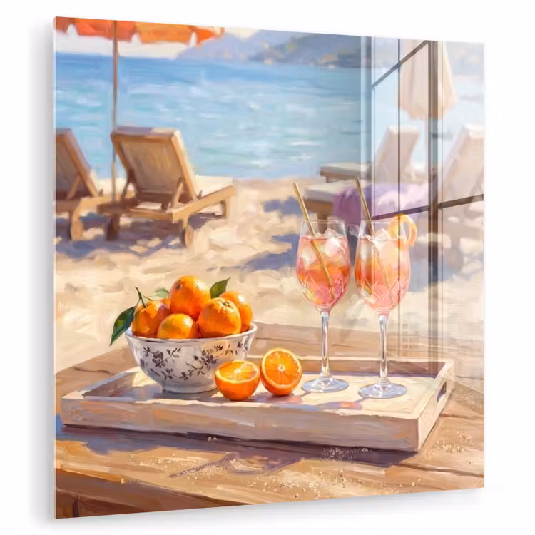 Drank - Glazen - Strand - Zomer - Oranje plexiglas 5mm klein -zzzproduct_nieuw