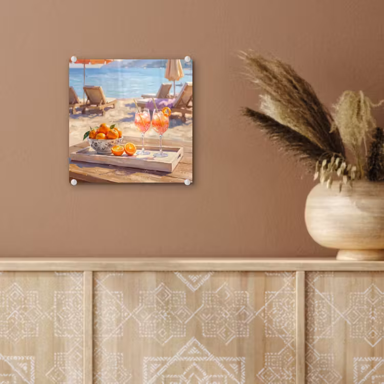 Drank - Glazen - Strand - Zomer - Oranje plexiglas 5mm klein -sfeer5