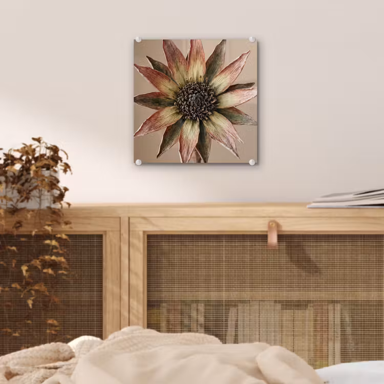 Droogbloem - Protea - Vintage - Beige - Rustiek plexiglas 5mm klein -sfeer4