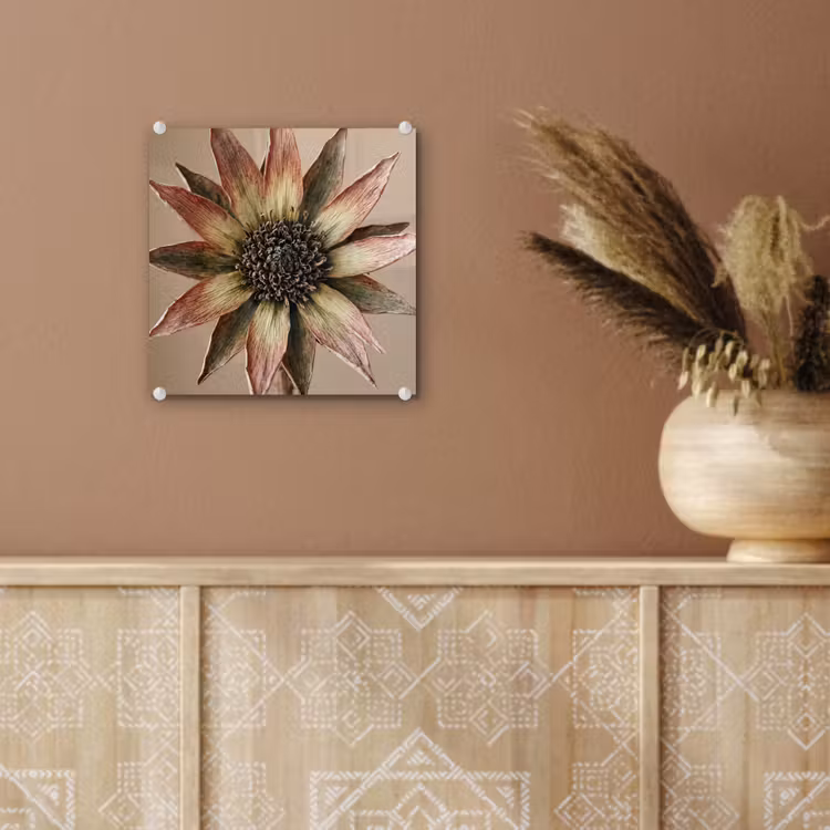 Droogbloem - Protea - Vintage - Beige - Rustiek plexiglas 5mm klein -sfeer5