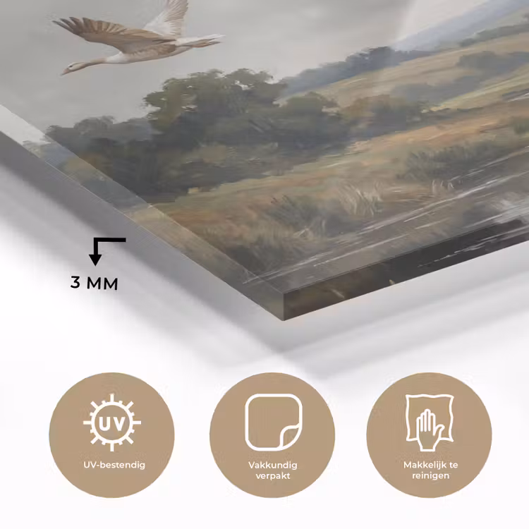 Eenden - Rivier - Landschap - Vlucht - Nostalgisch plexiglas 5mm klein -sfeer2