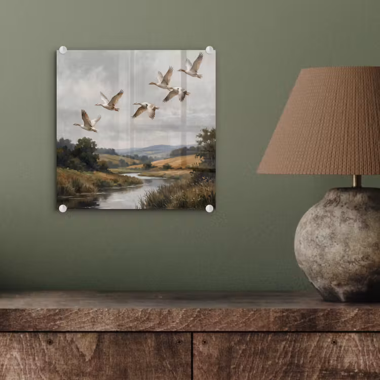 Eenden - Rivier - Landschap - Vlucht - Nostalgisch plexiglas 5mm klein -sfeer3