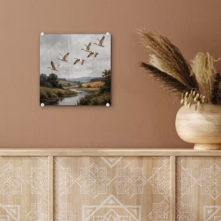 Eenden - Rivier - Landschap - Vlucht - Nostalgisch plexiglas 5mm klein -sfeer5