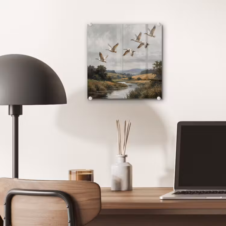 Eenden - Rivier - Landschap - Vlucht - Nostalgisch plexiglas 5mm klein -sfeer6