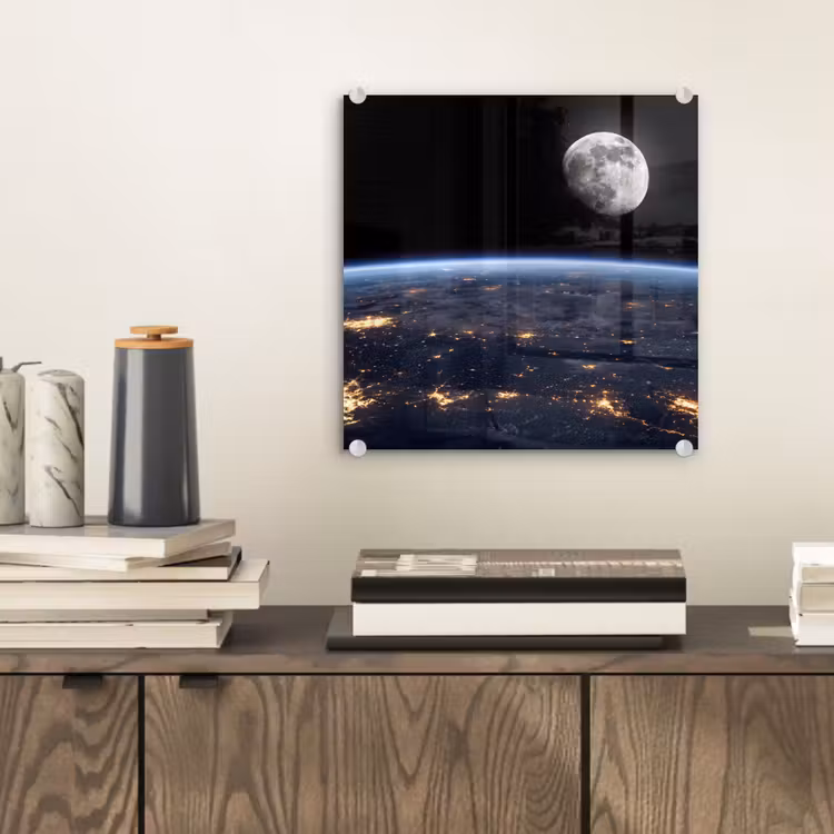 Glass Print - Earth - Night - Space - Aarde - Nacht - Ruimte plexiglas 5mm klein