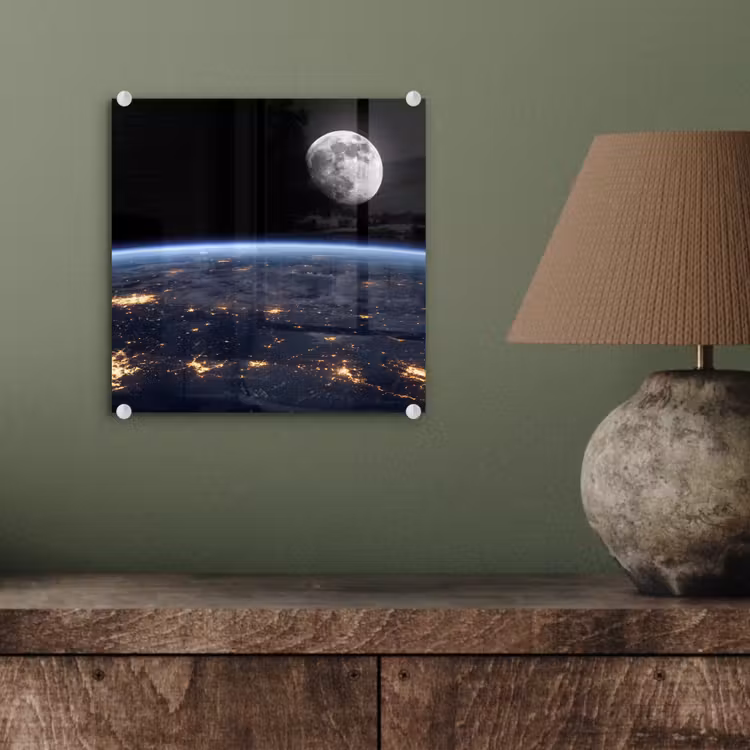Glass Print - Earth - Night - Space - Aarde - Nacht - Ruimte plexiglas 5mm klein