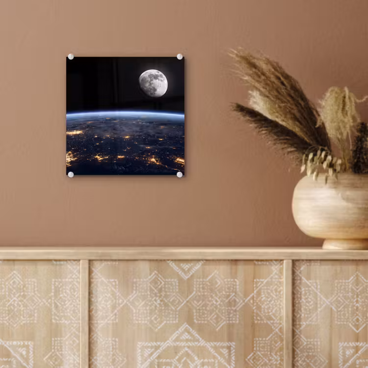 Glass Print - Earth - Night - Space - Aarde - Nacht - Ruimte plexiglas 5mm klein