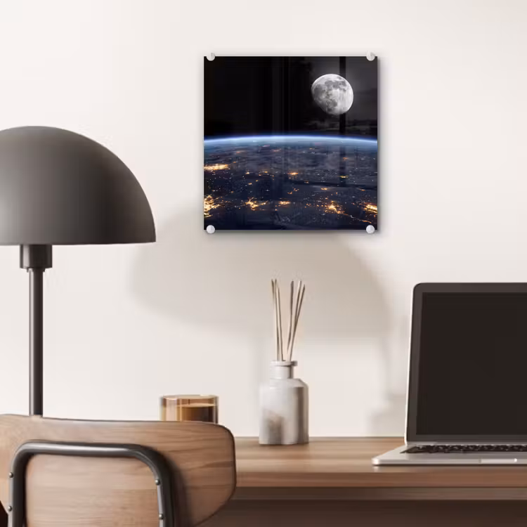 Glass Print - Earth - Night - Space - Aarde - Nacht - Ruimte plexiglas 5mm klein