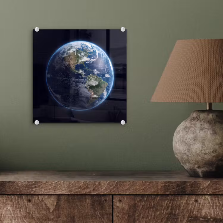 Glass Print - Earth - Space - Cosmos - Aarde - Ruimte - Kosmos plexiglas 5mm klein