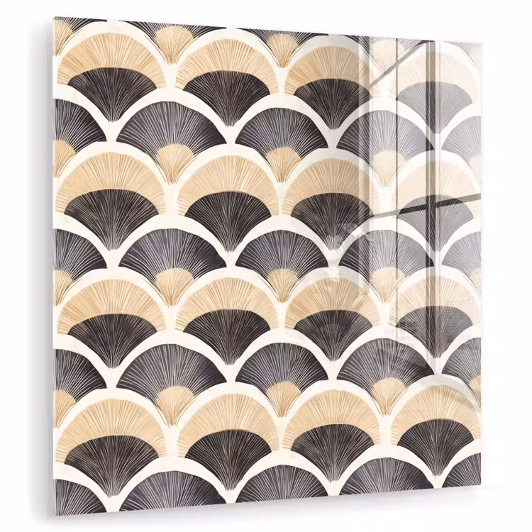 Waaier - Patroon - Zwart - Beige plexiglas 5mm klein 11 -zzzproduct_nieuw