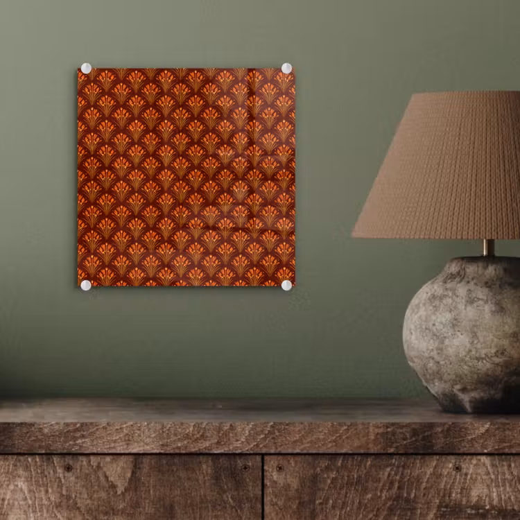 Waaiers - Art Deco - Botanisch - Roestbruin - Oranje plexiglas 5mm klein 11 -sfeer3