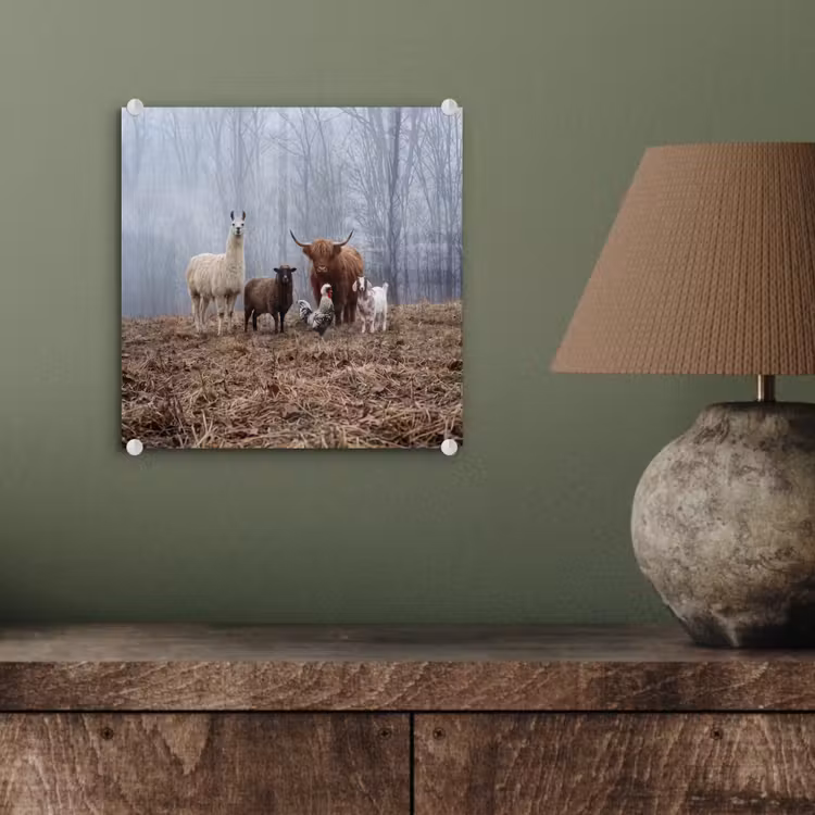 Boerderijdieren - Groep - Mist - Natuur - Rustiek plexiglas 5mm klein -sfeer3