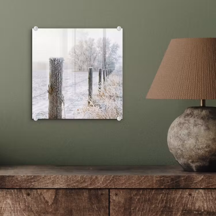 Hek - Sneeuw - Mist - Platteland - Nostalgisch plexiglas 5mm klein -sfeer3