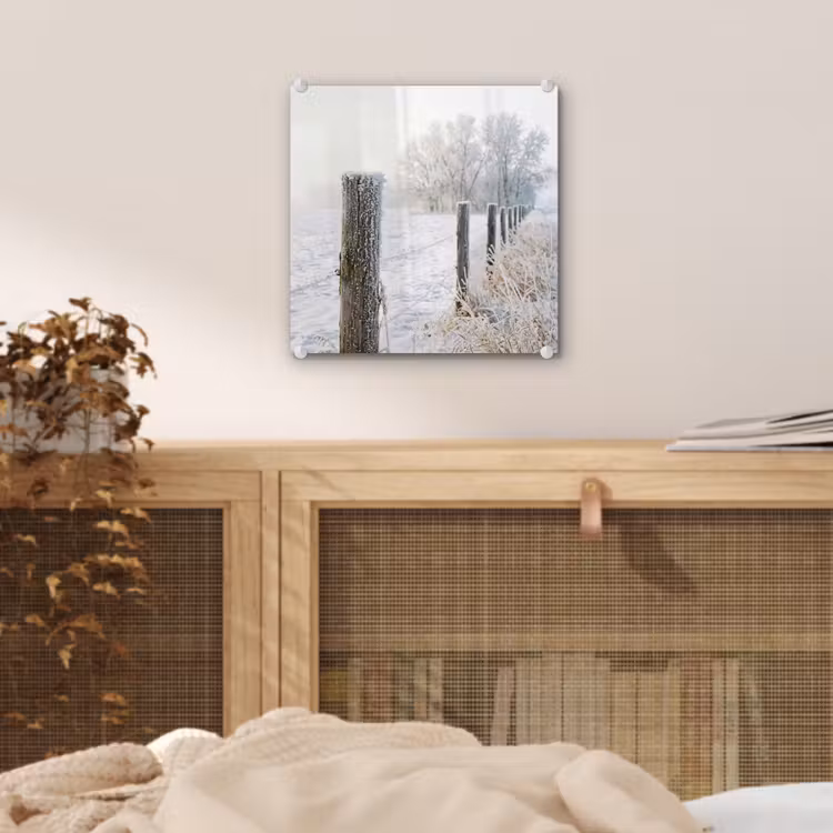 Hek - Sneeuw - Mist - Platteland - Nostalgisch plexiglas 5mm klein -sfeer4
