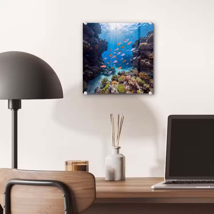 Vis - Koraalrif - Onderwater - Levendig - Blauw plexiglas 5mm klein -sfeer6