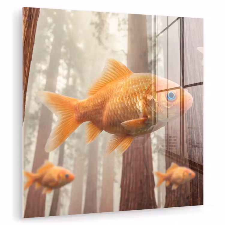 Glass Print - Fish - Forest - Fantasy - Vis - Bos - Fantasie plexiglas 5mm klein