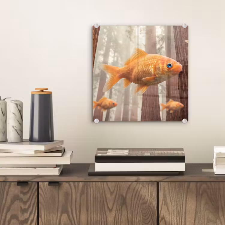 Glass Print - Fish - Forest - Fantasy - Vis - Bos - Fantasie plexiglas 5mm klein