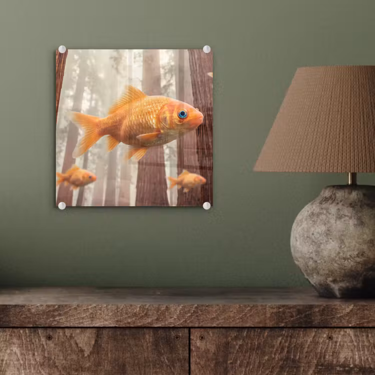 Glass Print - Fish - Forest - Fantasy - Vis - Bos - Fantasie plexiglas 5mm klein