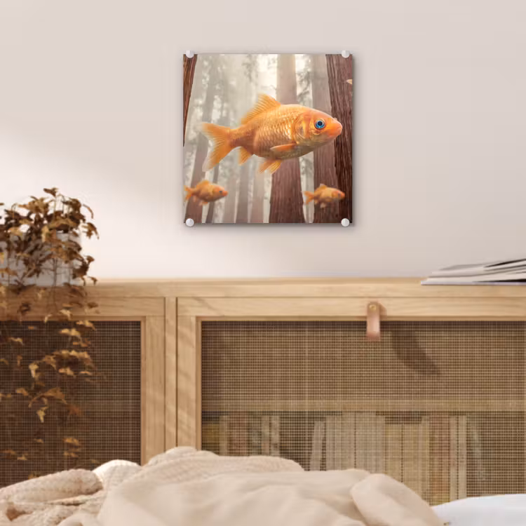 Glass Print - Fish - Forest - Fantasy - Vis - Bos - Fantasie plexiglas 5mm klein