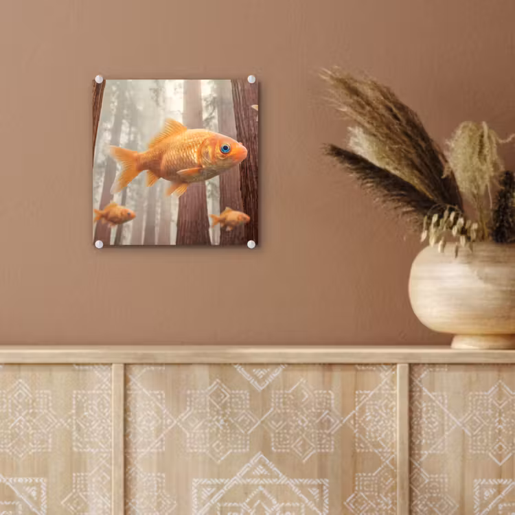 Glass Print - Fish - Forest - Fantasy - Vis - Bos - Fantasie plexiglas 5mm klein