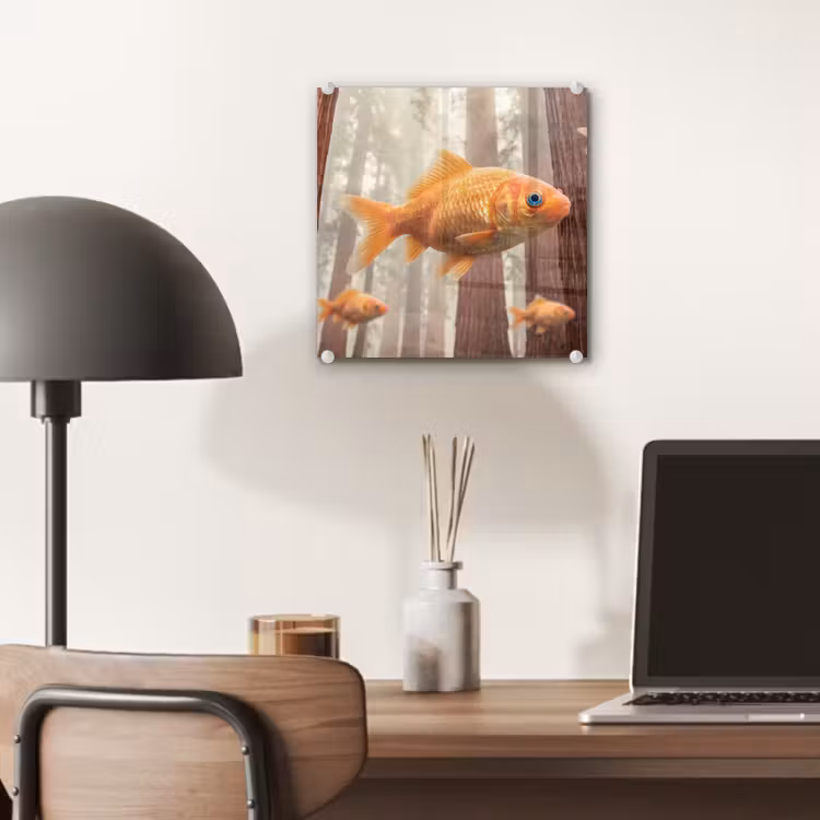Glass Print - Fish - Forest - Fantasy - Vis - Bos - Fantasie plexiglas 5mm klein