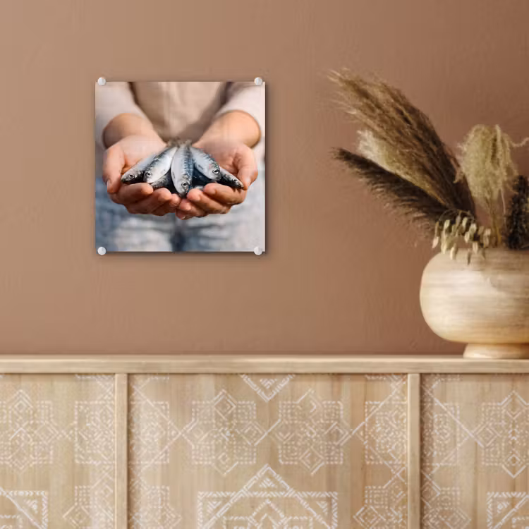 Glass Print - Fish - Hands - Nature - Vis - Handen - Natuur plexiglas 5mm klein