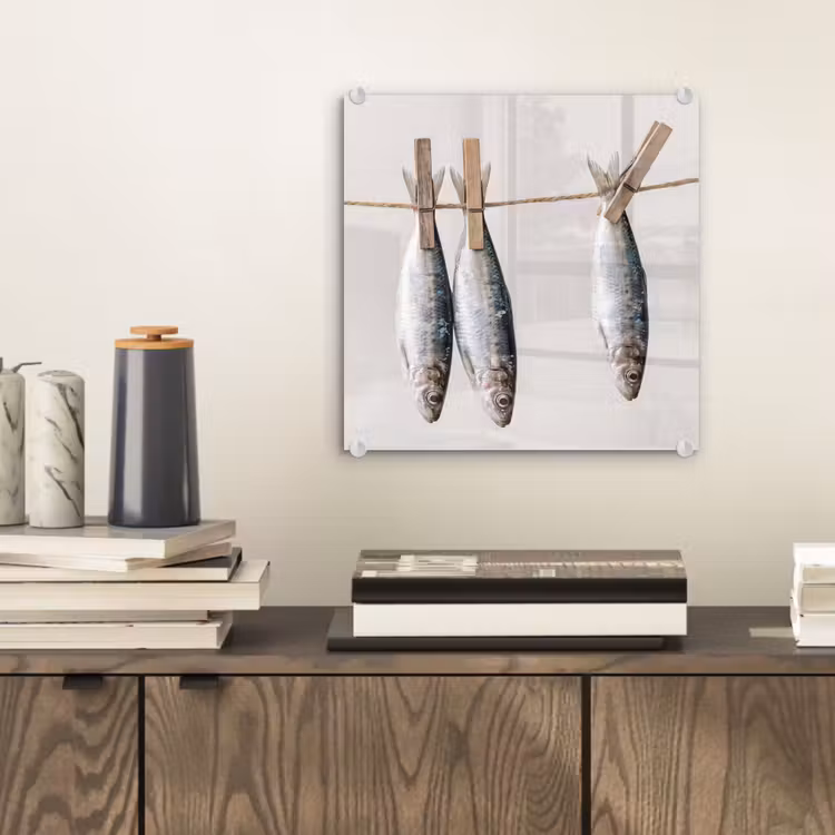 Glass Print - Fish - Hanging - Food - Vis - Hangend - Eten plexiglas 5mm klein