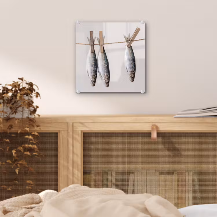 Glass Print - Fish - Hanging - Food - Vis - Hangend - Eten plexiglas 5mm klein