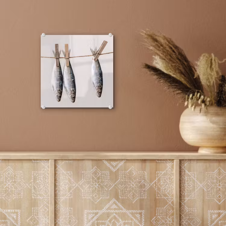Glass Print - Fish - Hanging - Food - Vis - Hangend - Eten plexiglas 5mm klein