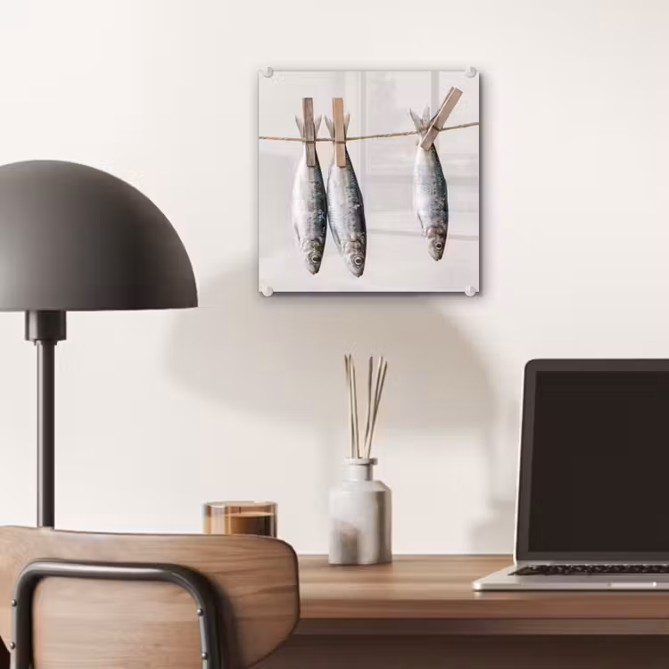 Glass Print - Fish - Hanging - Food - Vis - Hangend - Eten plexiglas 5mm klein