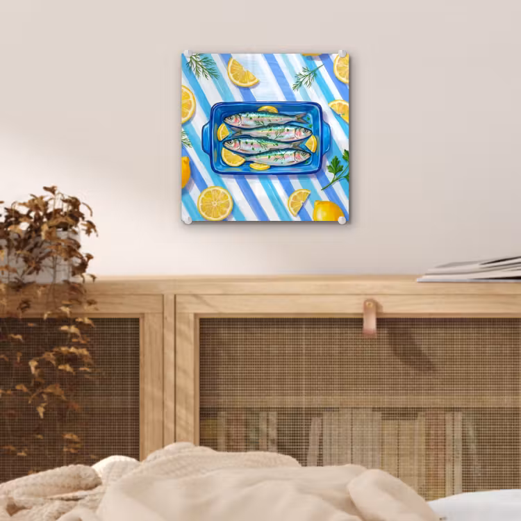 Vis - Citroen - Kruiden - Eten - Blauw plexiglas 5mm klein -sfeer4