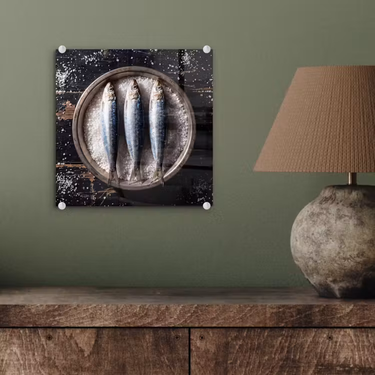 Glass Print - Fish - Salt - Food - Vis - Zout - Eten plexiglas 5mm klein