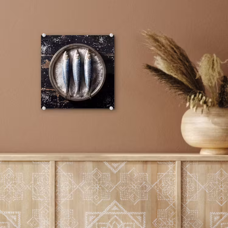 Glass Print - Fish - Salt - Food - Vis - Zout - Eten plexiglas 5mm klein