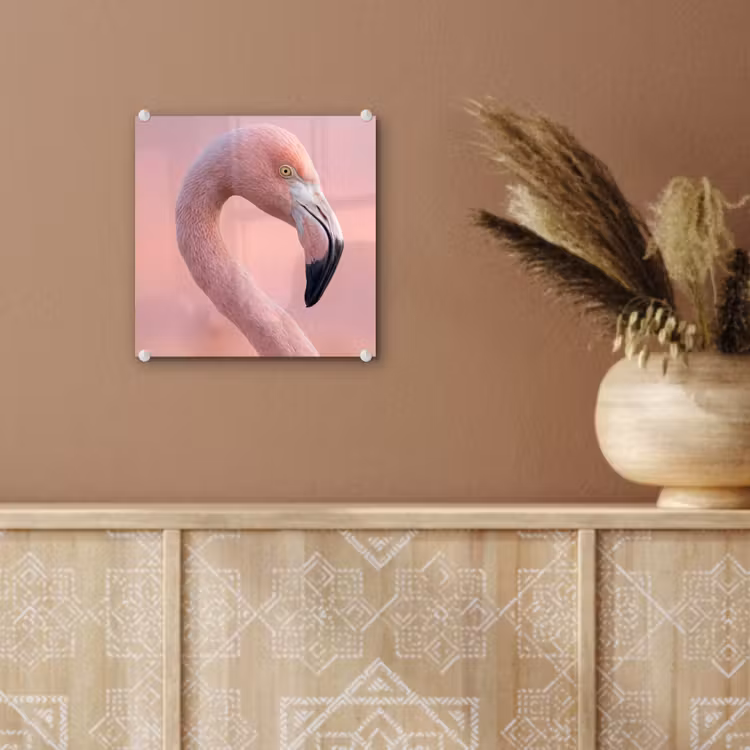 Flamingo - Portret - Roze plexiglas 5mm klein -sfeer5