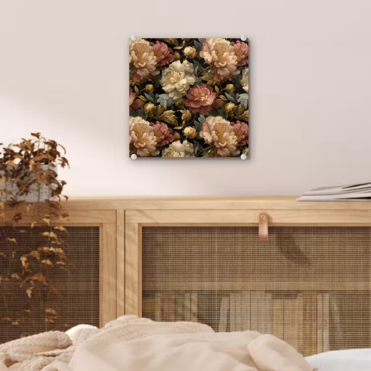 Bloemen - Barok - Patroon - Roze - Crème plexiglas 5mm klein 11 -sfeer4