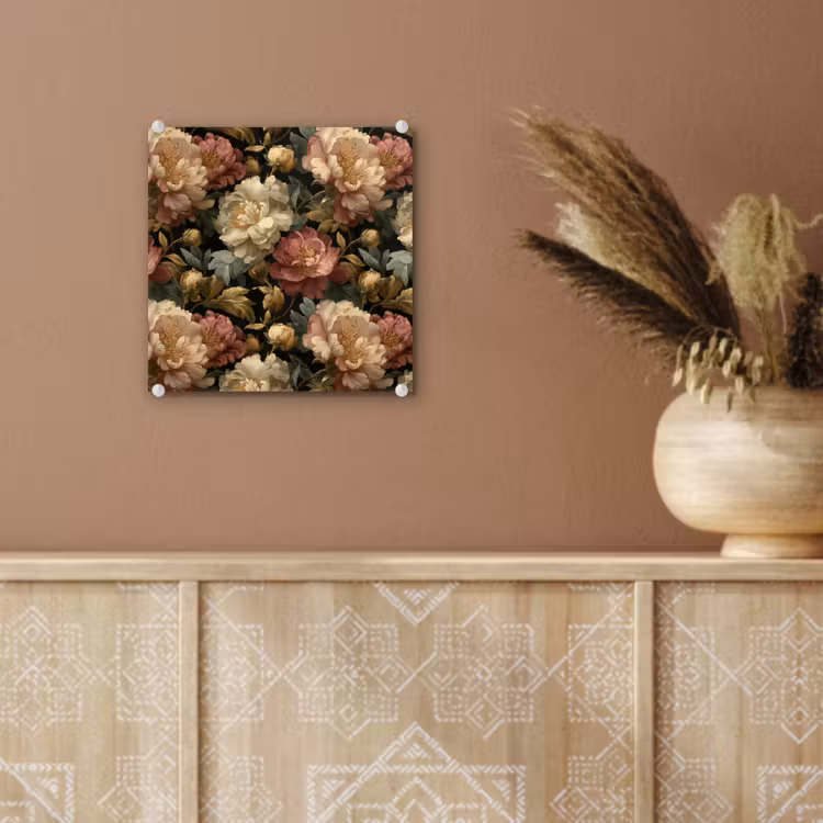 Bloemen - Barok - Patroon - Roze - Crème plexiglas 5mm klein 11 -sfeer5