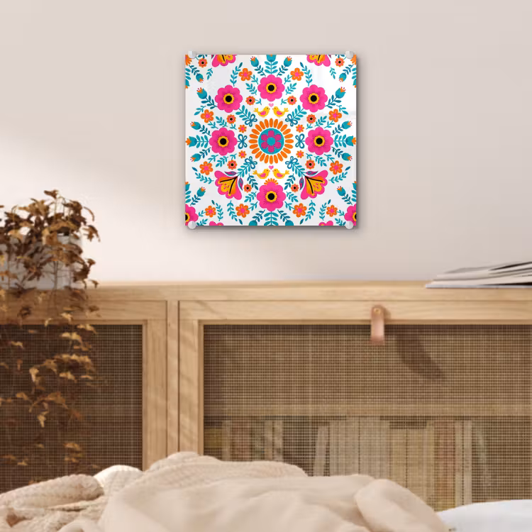 Bloemen - Vogel - Patroon - Kleurrijk - Modern plexiglas 5mm klein -sfeer4