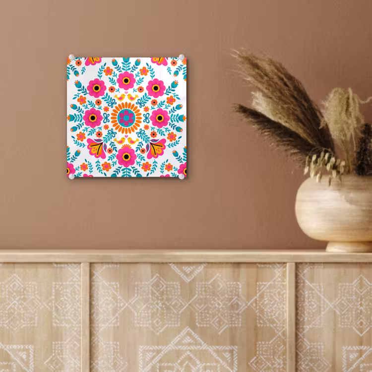 Bloemen - Vogel - Patroon - Kleurrijk - Modern plexiglas 5mm klein -sfeer5