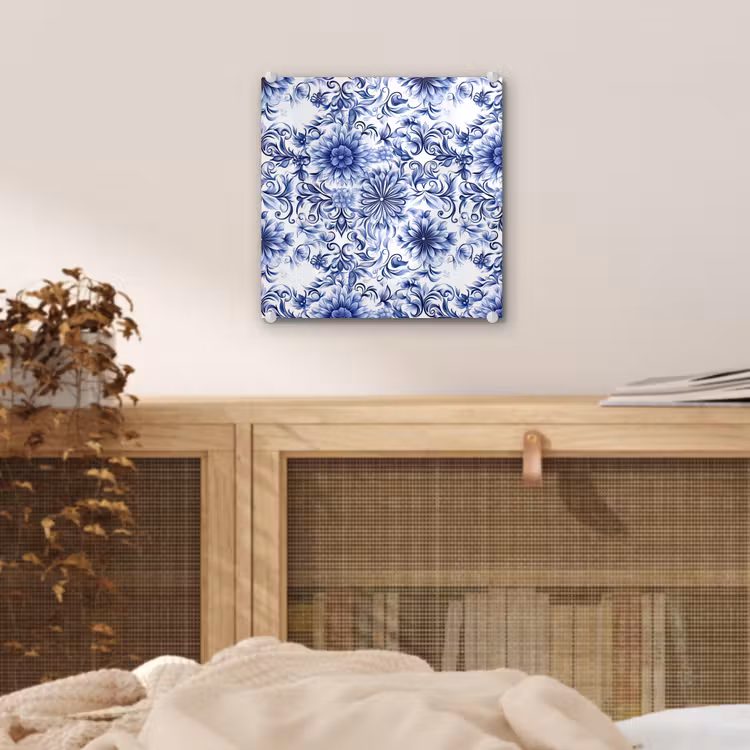 Bloemen - Blauw - Patroon - Wit plexiglas 5mm klein 11 -sfeer4