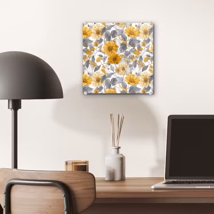 Bloemen - Botanisch - Elegant - Okergeel - Grijs plexiglas 5mm klein 11 -sfeer6