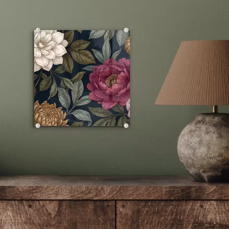 Bloemen - Botanisch - Illustratie - Donker - Vintage plexiglas 5mm klein -sfeer3
