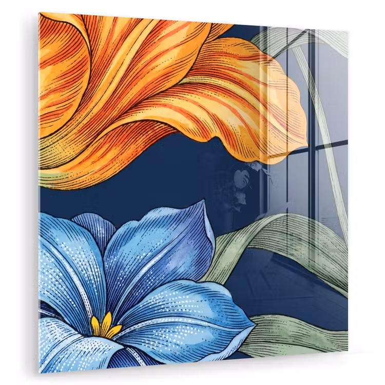 Glass Print - Flowers - Botanical - Pattern - Bloemen - Botanisch - Patroon plexiglas 5mm klein