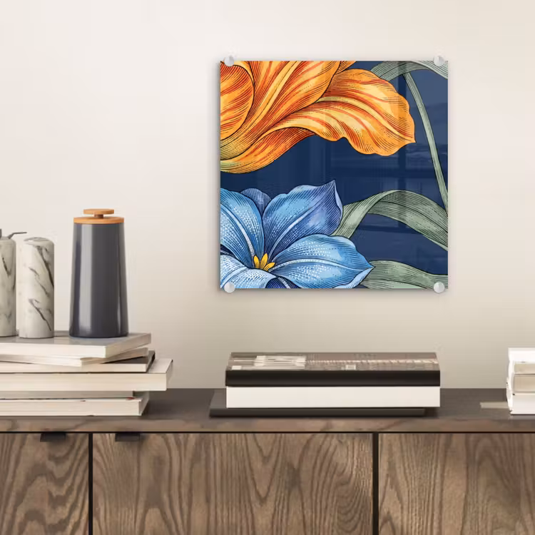 Glass Print - Flowers - Botanical - Pattern - Bloemen - Botanisch - Patroon plexiglas 5mm klein