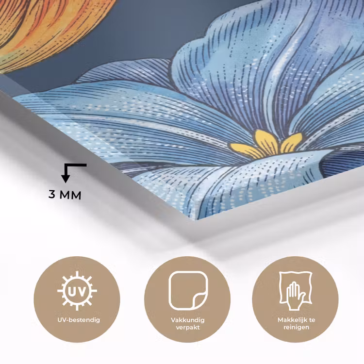 Glass Print - Flowers - Botanical - Pattern - Bloemen - Botanisch - Patroon plexiglas 5mm klein