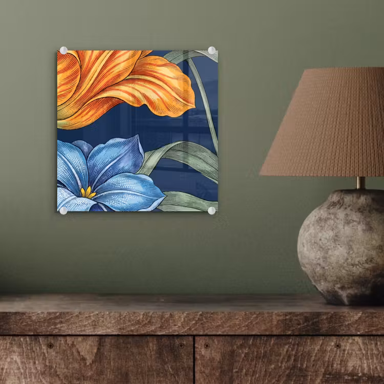 Glass Print - Flowers - Botanical - Pattern - Bloemen - Botanisch - Patroon plexiglas 5mm klein