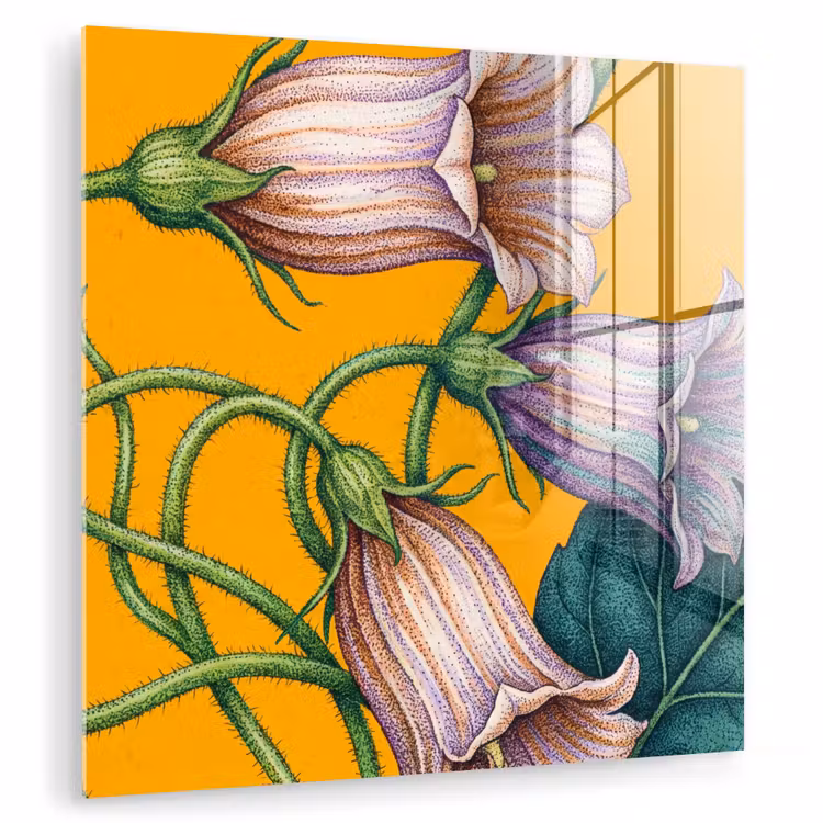 Glass Print - Flowers - Botanical - Yellow - Bloemen - Botanisch - Geel plexiglas 5mm klein