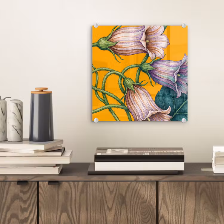 Glass Print - Flowers - Botanical - Yellow - Bloemen - Botanisch - Geel plexiglas 5mm klein