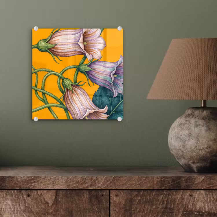 Glass Print - Flowers - Botanical - Yellow - Bloemen - Botanisch - Geel plexiglas 5mm klein